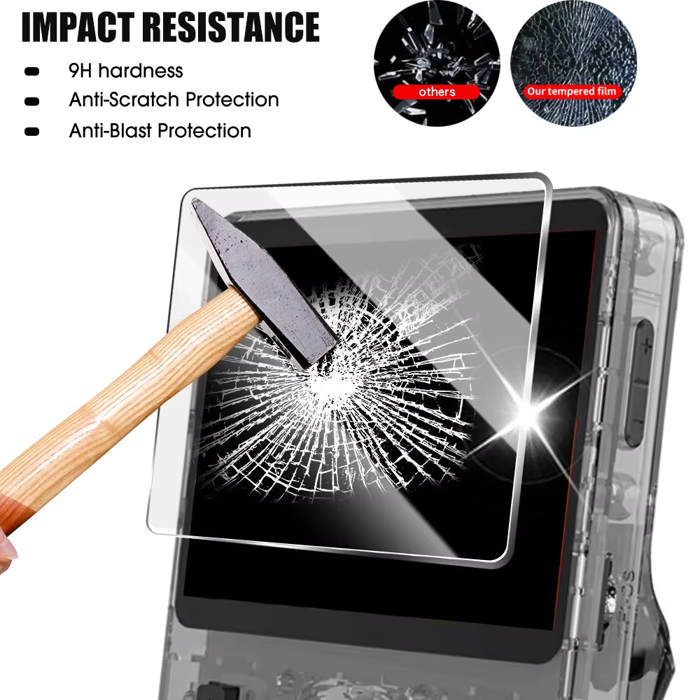 Transparent Protective Case for R36S Anti-Scratch Shockproof Handheld Game Console Holder Cases with Tempered Screen Protectors