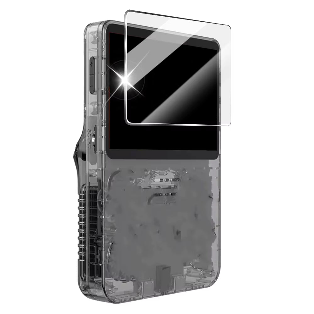 Transparent Protective Case for R36S Anti-Scratch Shockproof Handheld Game Console Holder Cases with Tempered Screen Protectors